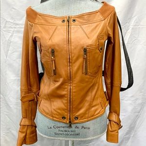Alessandro Dell’Acqua Brown Leather Zippered Top